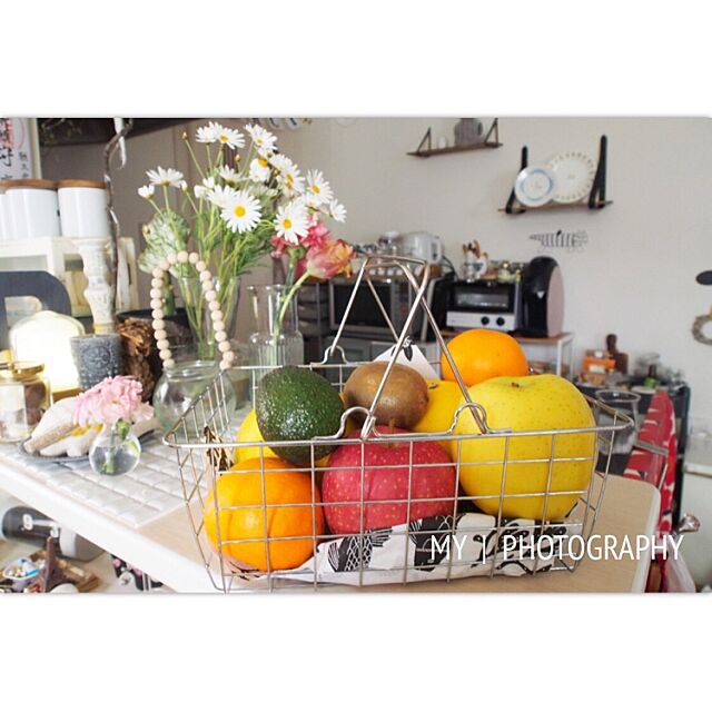 Kitchen,果物,カゴ,3COINS,収納,花のある暮らし Chihiroの部屋