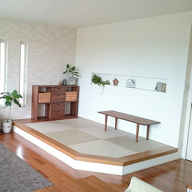 My Desk,和室,畳コーナー,畳,スタッキングシェルフ,エコカラット,リビング学習,北欧インテリア,LIXIL,積水ハウス,観葉植物,小上がり和室,無印良品,緑のある暮らし,ランドセル収納,ニッチ,ディスプレイ棚 Marikoの部屋