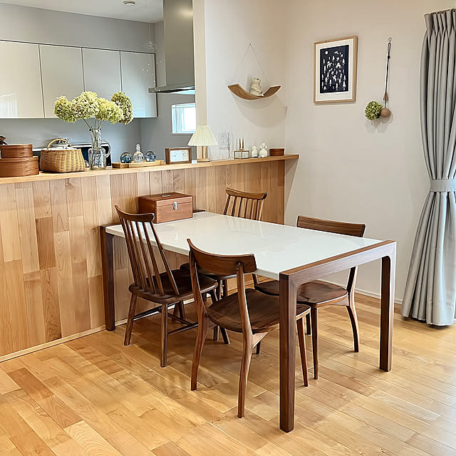 ダイニングセット,癒し,夏,ナチュラルインテリア,コメントお気遣いなく♡,アナベル,無垢床,メープル無垢材,ダイニング yoppiの部屋