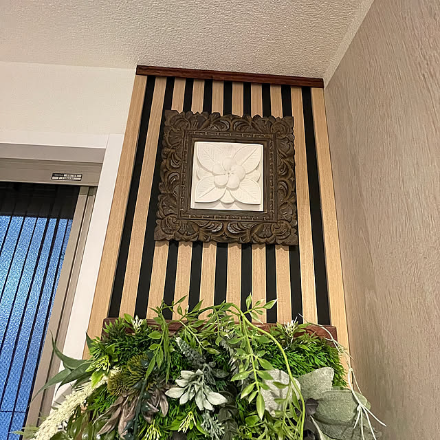 Entrance,バリ雑貨,アジアンテイスト,観葉植物,鳥,貝殻インテリア,ダイソー,手作り,ウォールグリーン,DIY ariari0527の部屋