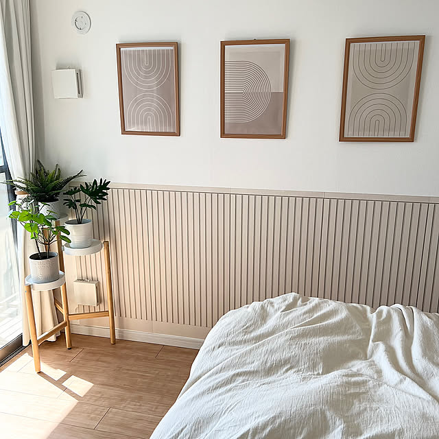 Bedroom,寝室の壁,寝室インテリア,寝室,無印良品,韓国雑貨,韓国インテリア,北欧風インテリア,北欧ナチュラル,北欧インテリア,北欧,リフォーム・リノベーション,リフォーム,壁紙ＤＩＹ,壁紙 木目,壁紙シール,壁紙シート,壁紙リメイク,壁紙屋本舗,壁紙,壁紙DIY,かべがみや本舗さん,かべがみや本舗,春の模様替え,観葉植物,子供と暮らす。,子供がいる家,子供のいる暮らし ktumi_roomの部屋