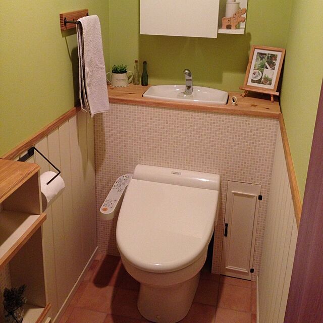 Bathroom,トイレ改造計画,DIY,棚DIY,ペイント♡,完成‼︎ noon88の部屋