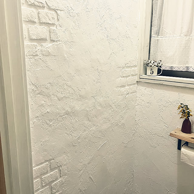Bathroom,DIY,窓枠,窓枠DIY,木が好き,漆喰の壁DIY,花のある暮らし+..・* ❁,ミモザ akko1205の部屋