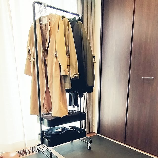 新生活,トローリーコートハンガー,コートハンガー,YAMAZENバスケットトローリー SACHIの部屋