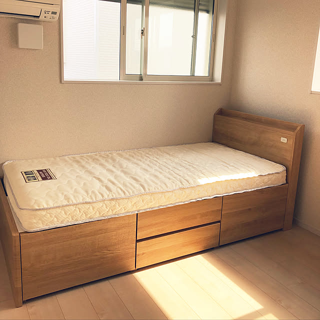 Bedroom,チェストベッド,ニトリベッド,ニトリ,インスタ→mitsutake813,LIMIA→mitsutake,引越し,建売り一戸建て,ベッド mitsutakeの部屋