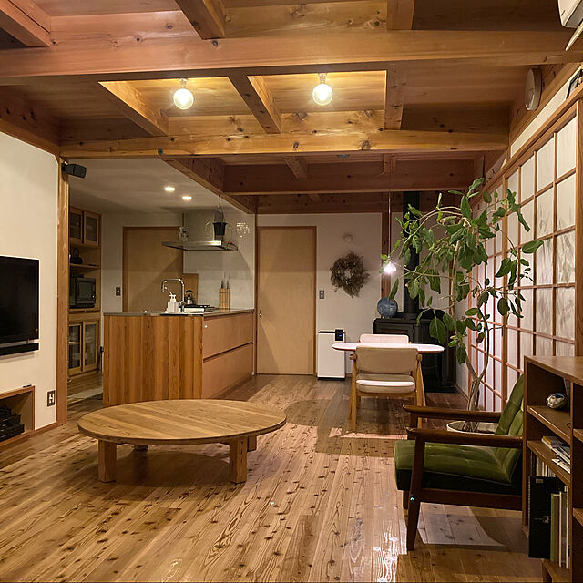 ルーティーン,造作キッチン,シンプルモダン,和モダン,薪ストーブ,漆喰の壁,Overview yukikoの部屋