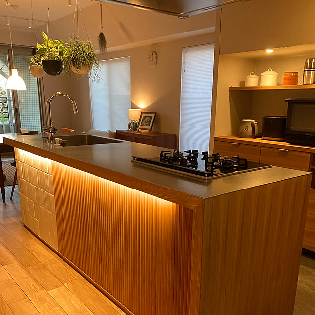 Kitchen,わが家のキッチン,リノベーション,すっきり暮らしたい,観葉植物,照明,間接照明のある暮らし,平田タイル,オーダーキッチン thhk1112の部屋
