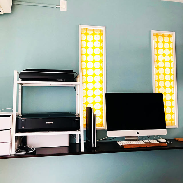 グラフィックデザイナー,iMac,スタディースペース,仕事スペース,IKEA,北欧,シンプル,壁紙,My Desk,プリンター置き場,プリンター motommyの部屋