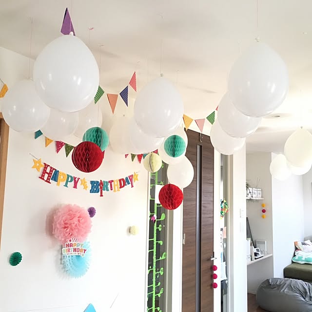 Overview,ハニカムボール,誕生日,ガーランド,バルーン,誕生日パーティ,子供と暮らす。 souuu.の部屋