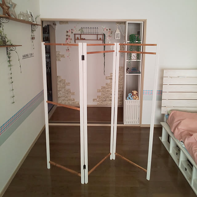 Lounge,1K,一人暮らし,DIY,賃貸でも楽しく♪,賃貸,賃貸アパート,折りたたみ式,ハンガーラック,ハンガーラックDIY,折りたたみ式ハンガーラック,物干し Ryoの部屋