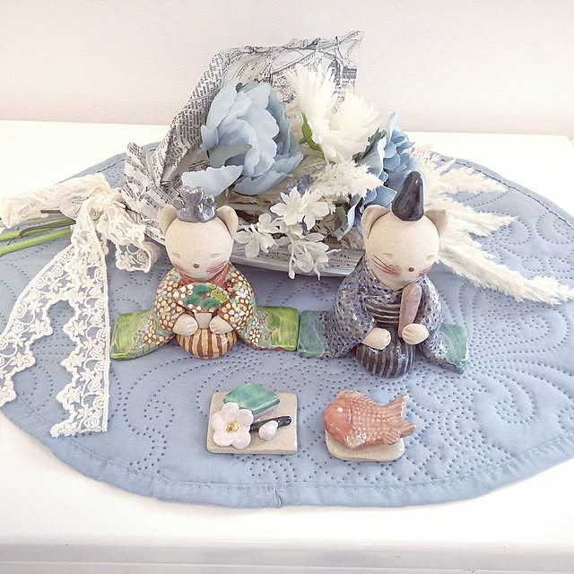 My Shelf,すっきり暮らす,建売住宅,ホワイト,ホワイトインテリア,雛祭り,ひな祭り,ひな人形,セリア ひな祭り,居心地の良い空間作り,ブルー,みていただきありがとうございます❤️,造花,アーティフィシャルフラワー,陶器のお雛様 nyantarouの部屋