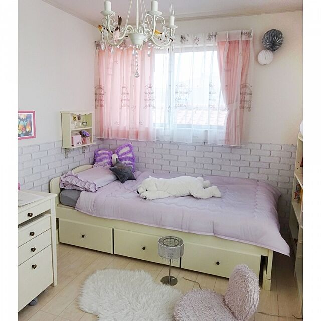 Bedroom,娘の部屋,女の子部屋,ベッドリメイク,ベッド下収納DIY,リボン型クッション手作り,ガーリー,プリンセス SHIROYAGIの部屋