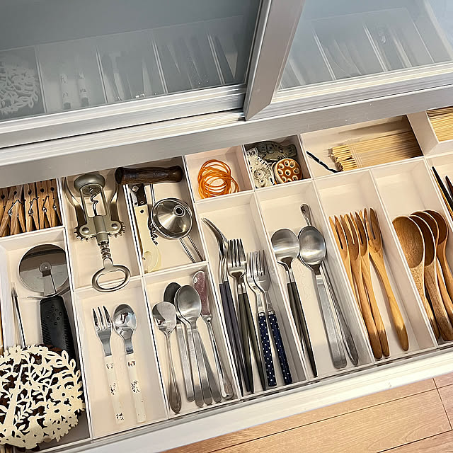 Kitchen,カトラリー収納,すっきり見せたい,食器棚 収納,引き出しの中,引き出し収納,シンデレラフィット♡,ナチュラル,こどもと暮らす。,北欧インテリアに憧れる,快適に暮らしたい,おすすめ商品 chococo.の部屋