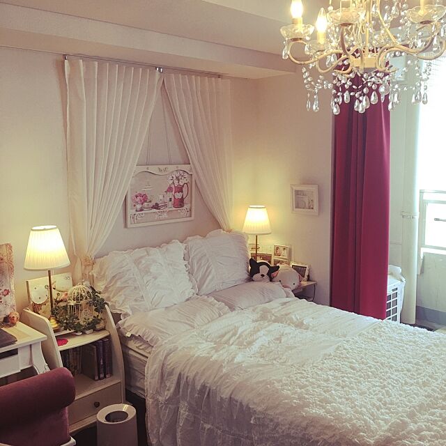 Bedroom,シーリーベッド,初投稿,ニトリ,IKEA,賃貸,アンティーク,六畳,ホテルライク,シャビーシック meiの部屋