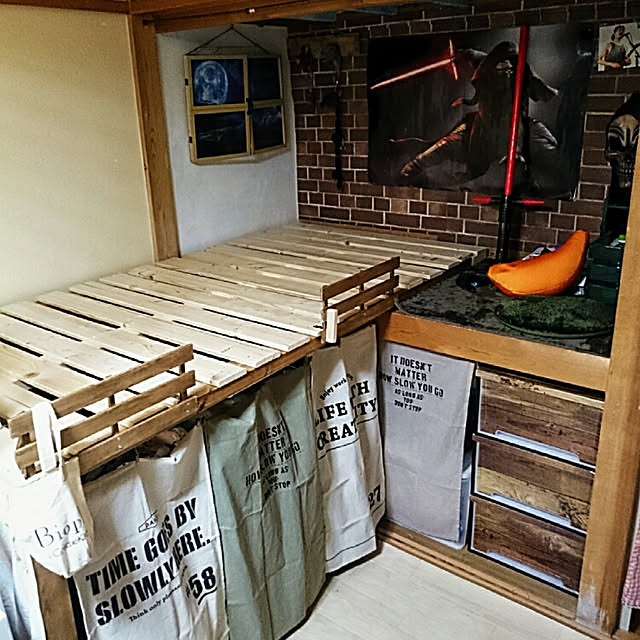 Bedroom,DIY,Insta→yukimushi_13,DIY初心者,子供のいる暮らし,2DK 賃貸,子供部屋,子供部屋男の子,和室を改造,和室をキッズスペースに,ブルックリンスタイル,和室改造計画,ブルックリン風 yukimushiの部屋