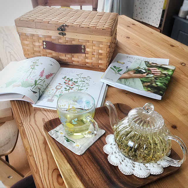 My Desk,裁縫箱,バスケット収納,無印良品 アカシアプレート,刺繍,ハーブティー,shushumamaさんのポットマット♡,カントリー家具,ナチュラルインテリア,癒された,ナチュラルカントリー,フレンチナチュラル,フレンチカントリー,サリュ！ Michiの部屋
