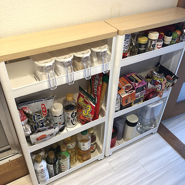 調味料収納,キッチン収納,ニトリ,賃貸暮らし,ナチュラル,一人暮らし,北欧,1K,シンプル,Kitchen riii_roomの部屋