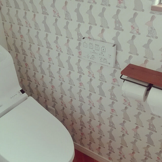 Bathroom,サンゲツ壁紙,ヘリンボーン,クッションフロア,うさぎ aoiumaの部屋