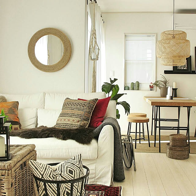 BOHO,Boho Style,ボヘミアン,リビングダイニング,リビングダイニング 部屋全体,海外インテリア,海外インテリアに憧れる,IKEA,イケア,H&M HOME,ニトリ,ムートン,ムートンラグ,キリム,キリムクッション,ペルシャ絨毯,一人暮らし,ひとり暮らし,CHAMPI HOUSE,RC栃木支部,インスタグラム⇒champi39,Overview CHAMPIの部屋