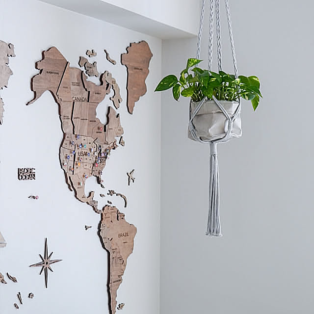 Lounge,ハンギングプラント,ポトス,観葉植物のある暮らし,観葉植物,暮らしのひとコマ,EnjoyTheWood,woodworldmap,3D WOODEN WORLD MAP,リビングインテリア Saraの部屋