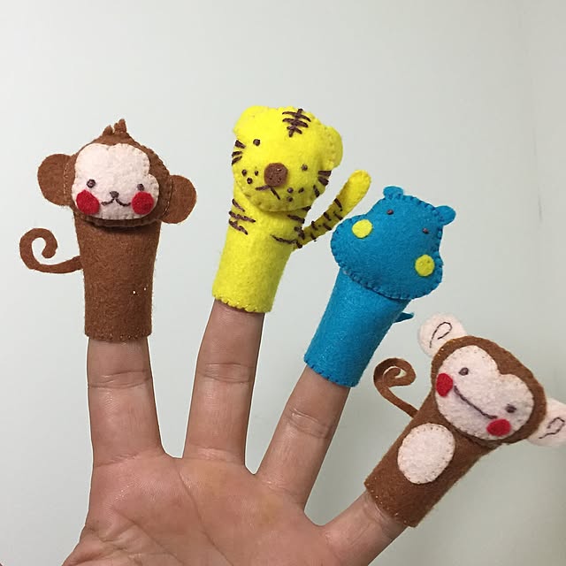 Lounge,かば,とら,さる,指人形,手作り,フェルト mucの部屋