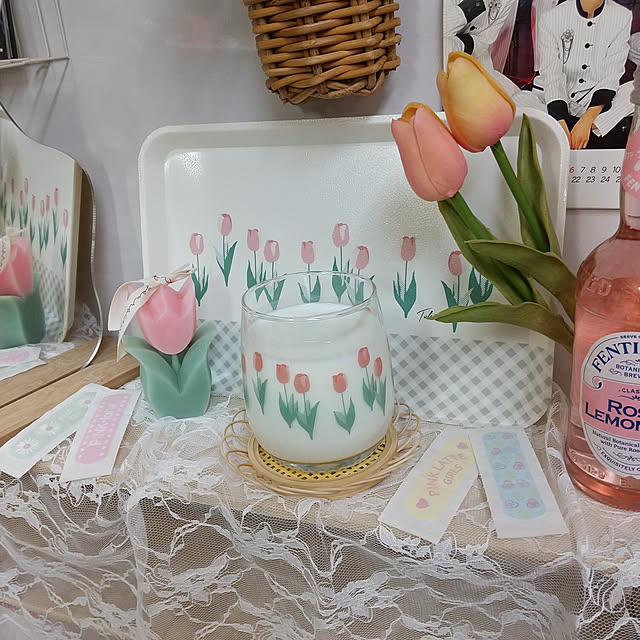 Kitchen,チューリップ柄,コップ,100均,ワッツ wa-ta-koの部屋