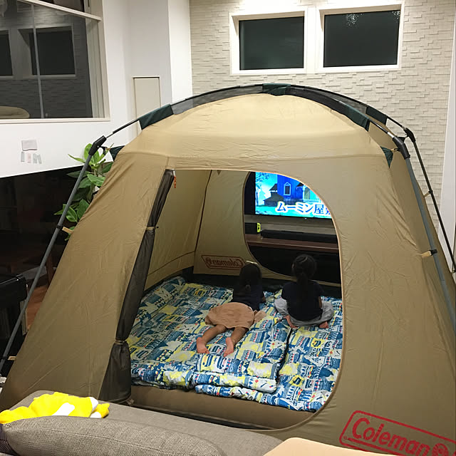 Lounge,エアーマット,Colemanのテント,天井高3.5m,1.5階,エコカラット,シンプルモダン,蔵,モダン,新築一戸建て,ナチュラル rito.22の部屋