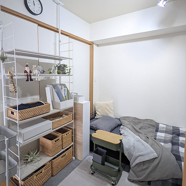 収納,ニトリ,見せる収納,壁面収納,すっきり暮らしたい,子供部屋,息子部屋,DIY,マンション,マンションインテリア,マンション暮らし,山善,心地よい暮らし,心地よく暮らす,すっきり暮らす,かご収納,収納棚,フェイクグリーン,2021.12.7,モニター当選,無印良品,中学生部屋,クリスマス flannel.の部屋
