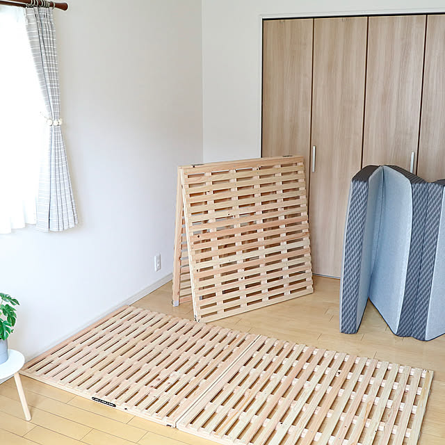 Bedroom,caDIY3D,掃除をしやすく,寝室,ナチュラルインテリア,ナチュラル,マットレス,折りたたみ,すのこベッドDIY,すのこベッド,すっきり暮らす,DIY,北欧,シンプル,コメントお気遣いなく♡,湿気対策 tomoccoの部屋