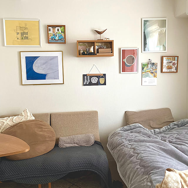 Bedroom,ニトリ,季節を楽しむ暮らし,無印良品,一人暮らし,狭い部屋,6畳,小池ふみ,小池ふみさんカレンダー,IKEA,ナチュラルインテリア,リラックス空間 yohaku_2020の部屋