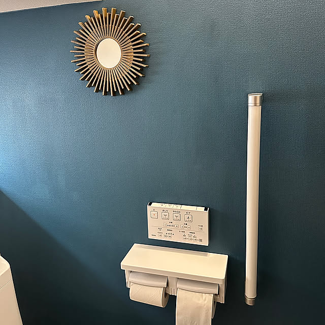 Bathroom,ミラー,鏡,DIY,ミルクペイント,トリトンブルー,ゴージャス感,男前,ナチュラル,無国籍 maspapeの部屋