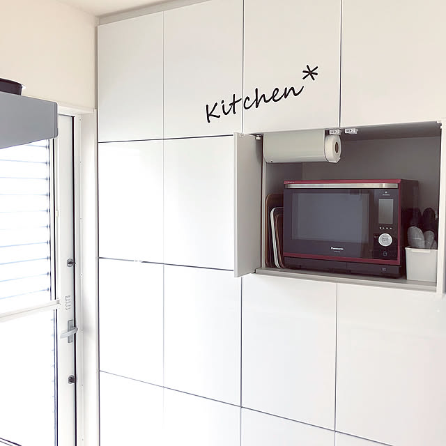 Kitchen,ウォールステッカー手作り,全面収納,壁面収納,トレー収納,ビストロレンジ,デッドスペース有効活用,キッチンペーパーホルダー,新商品買ったよ！ Mamiyの部屋