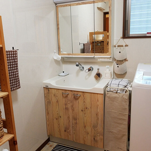 Bathroom,洗面台リメイク,キャンドゥリメイクシート,ナチュラルが好き kotamamaの部屋