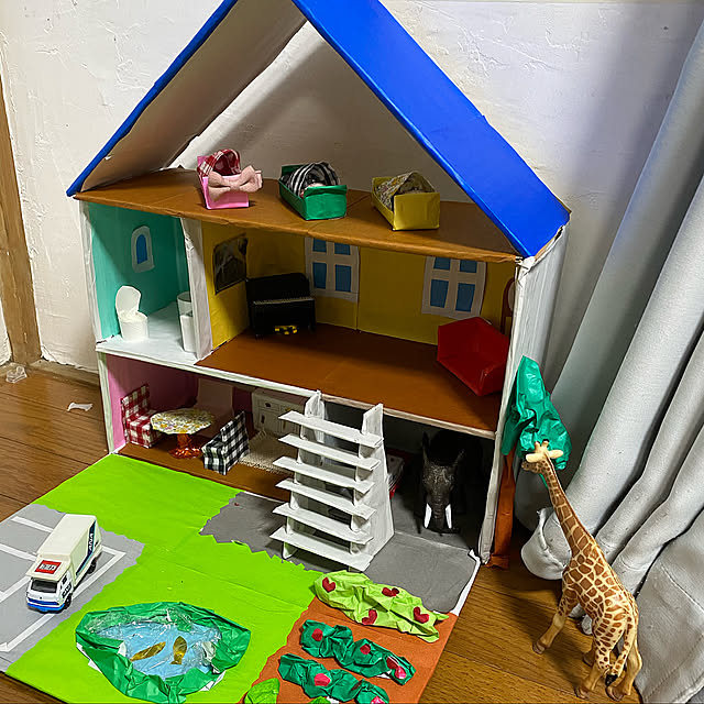 中古住宅,途中経過,古い家,DIY,ハンドメイド,こどもと暮らす。,シルバニアファミリー,ドールハウス,段ボール,フィギュア,Overview kasの部屋