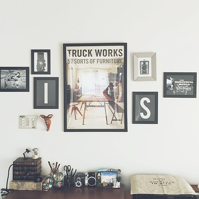 On Walls,TRUCKポスター,IKEAのフレーム,ディズニー,男前×ディズニー,TRUCK,アニマルフック,男前インテリア,ミッキー,Truck Furniture,自作ポスター,男前 Naoの部屋
