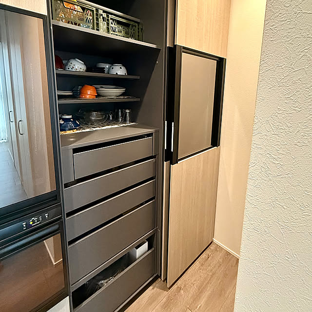 Kitchen,リシェルSI ラスティックアッシュ,リシェルSI 2ウェイクローゼット,リシェルカップボード,食器棚,引き戸 emiの部屋