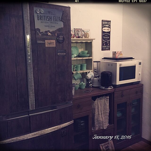 Kitchen,リメイク冷蔵庫,アンティーク,ファイヤーキング,antique,冷蔵庫,リメイク,リメイクシート shhの部屋