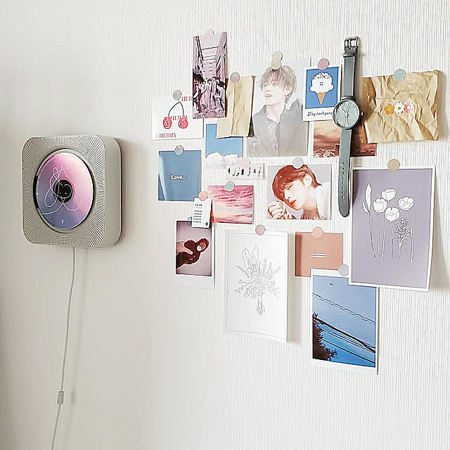 On Walls,娘の部屋,無印良品,CDプレーヤー,壁掛けCDプレーヤー,マンション,マンションインテリア,ポストカード,ディスプレイ,bts,おうち時間,部屋づくり,石膏ボード壁 tttbbbの部屋