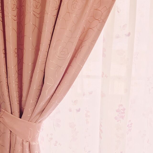 Bedroom,ピンク,ニトリのカーテン,ニトリ,カーテン,Pink,ピンクで統一 Mの部屋