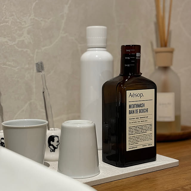 Bathroom,洗面家事室,洗面スペース,aesopのある暮らし,無垢の木の洗面台,洗面所インテリア,オープン収納,洗面台,家事室 sakiの部屋