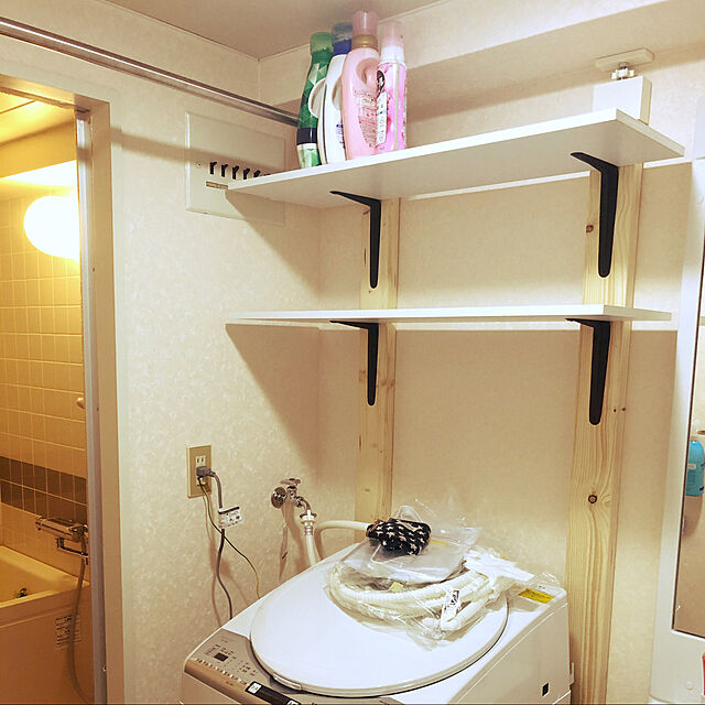 DIY,ランドリーラック,2×4材,Bathroom FukuFukuの部屋