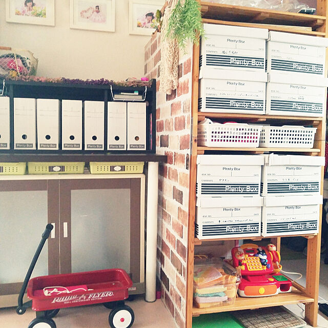 My Shelf,収納,セリア,プレンティボックス,教科書収納,ランドセル置き場,木製ラックでおもちゃコーナー,隙間を有効活用したい。,おもちゃ収納,おもちゃ部屋,Plenty Box puritan_rの部屋