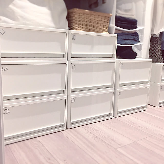 透けない収納ボックス,山善収納部,山善,Bedroom,セリア,モニター応募,ホワイト,クローゼット収納 mi_homeの部屋