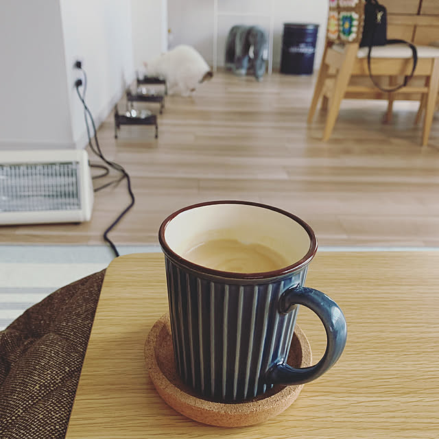 My Desk,カインズのラグ,あしもとあったかストーブ,ニトリのこたつ,猫と暮らすインテリア,ニトリのマグカップ,美濃焼,リンヌ,2018.12.17,アニマルスツール,salut!,山善ペール缶スツール,IKEA365+,コーヒータイム,食器 hemukoの部屋