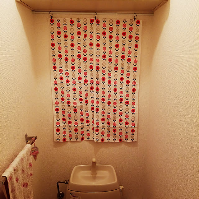 Bathroom,新商品買ったよ！,セリア,手ぬぐい,のれん風カーテン,花柄が好き,カラフル kanako97の部屋