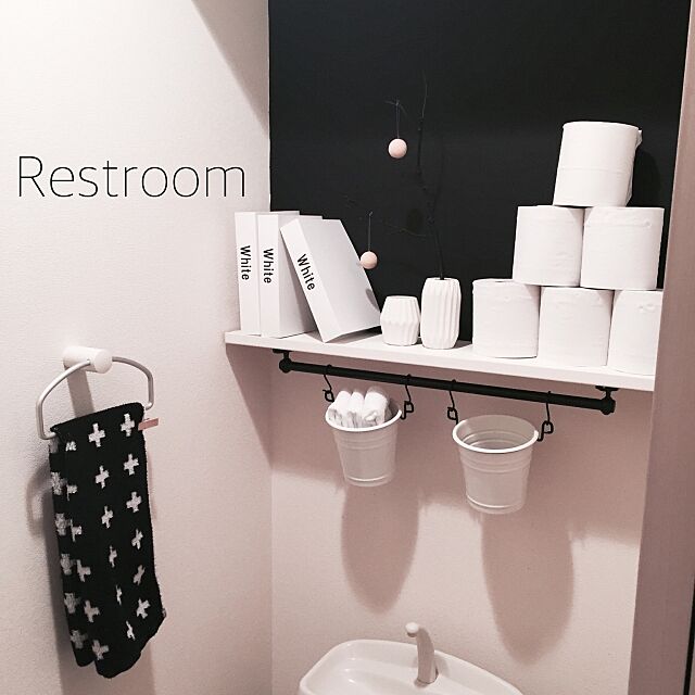 Bathroom,DIY,生活感,賃貸,Tiger Copenhagen,モノトーン,monotone+wood,IKEA,ハンドメイド chunの部屋