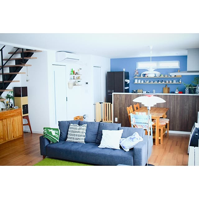 Bedroom,RC北海道支部,雑貨,北欧,リサラーソン,ルイスポールセン,イッタラ,北欧雑貨,アラビア,ウニコ,ホルムガード,ブルーグレー,吹き抜け階段,こどもと暮らす,HOLMEGAARD,リビング,新築 haruの部屋