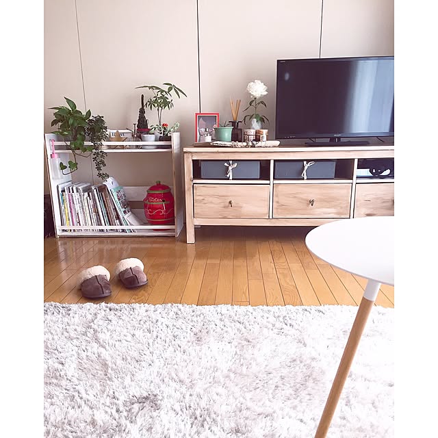 Lounge,BRIWAXジャコビアン,BRIWAX,雑誌収納,DIY,スリッパ,テレビ台,DIY棚,植物のある暮らし,グリーンのある暮らし,FOUND MUJI,無印良品,コシャー箱,流木,アクセサリーディスプレイ makigonの部屋