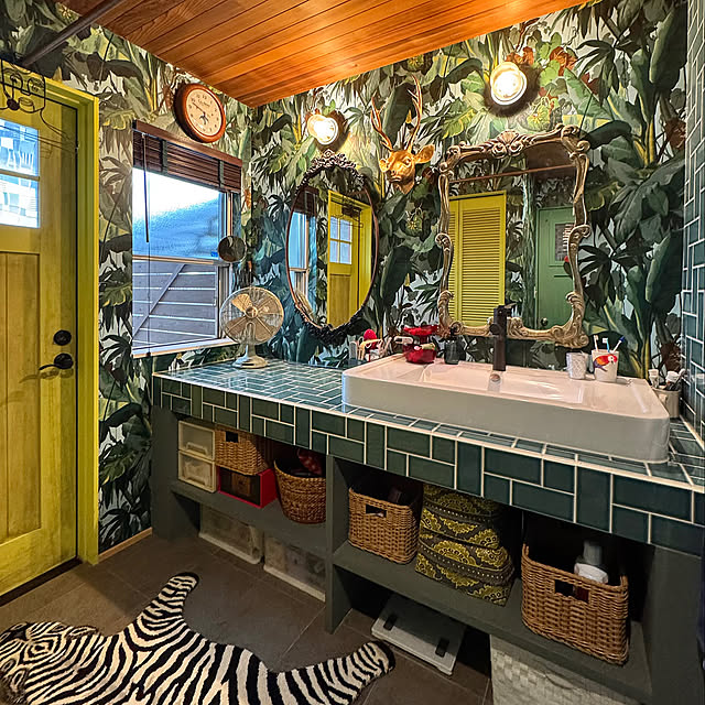 Bathroom,タイル,輸入壁紙,洗面スペース,カラフル好き,カラフルインテリア akaneの部屋