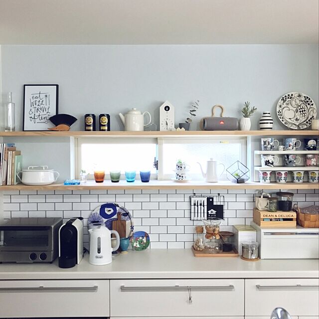 Kitchen,キッチン背面,北欧,壁紙,サブウェイタイル,プチDIY KotoRiの部屋